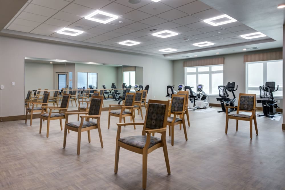 Interior view of a fitness area with exercise equipment