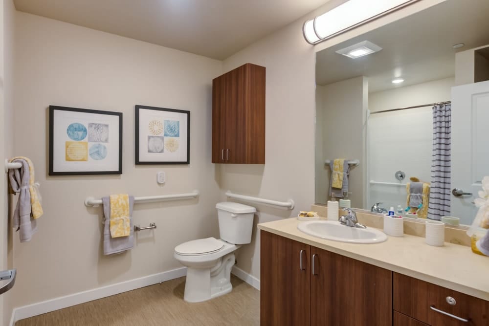 A clean bathroom with modern fixtures and decor