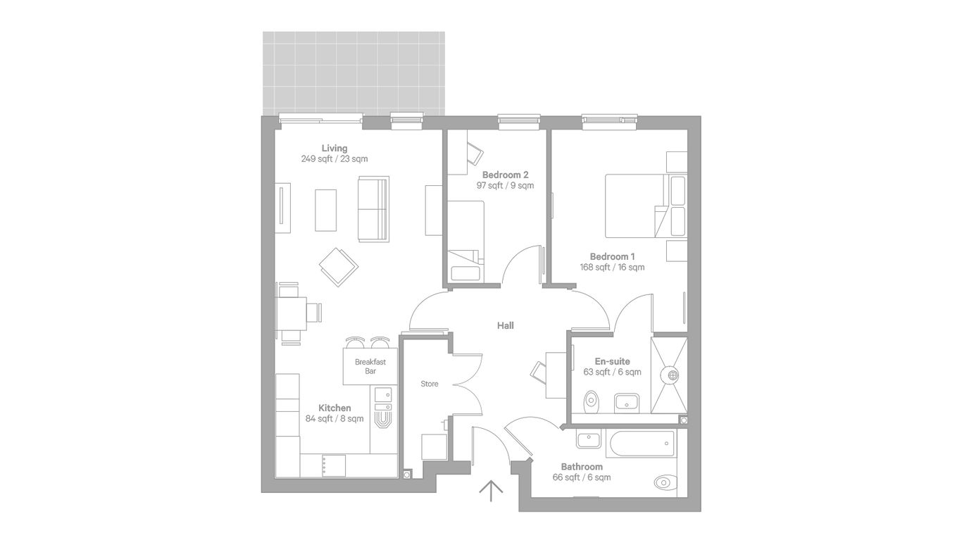 Architectural floor plan of living space