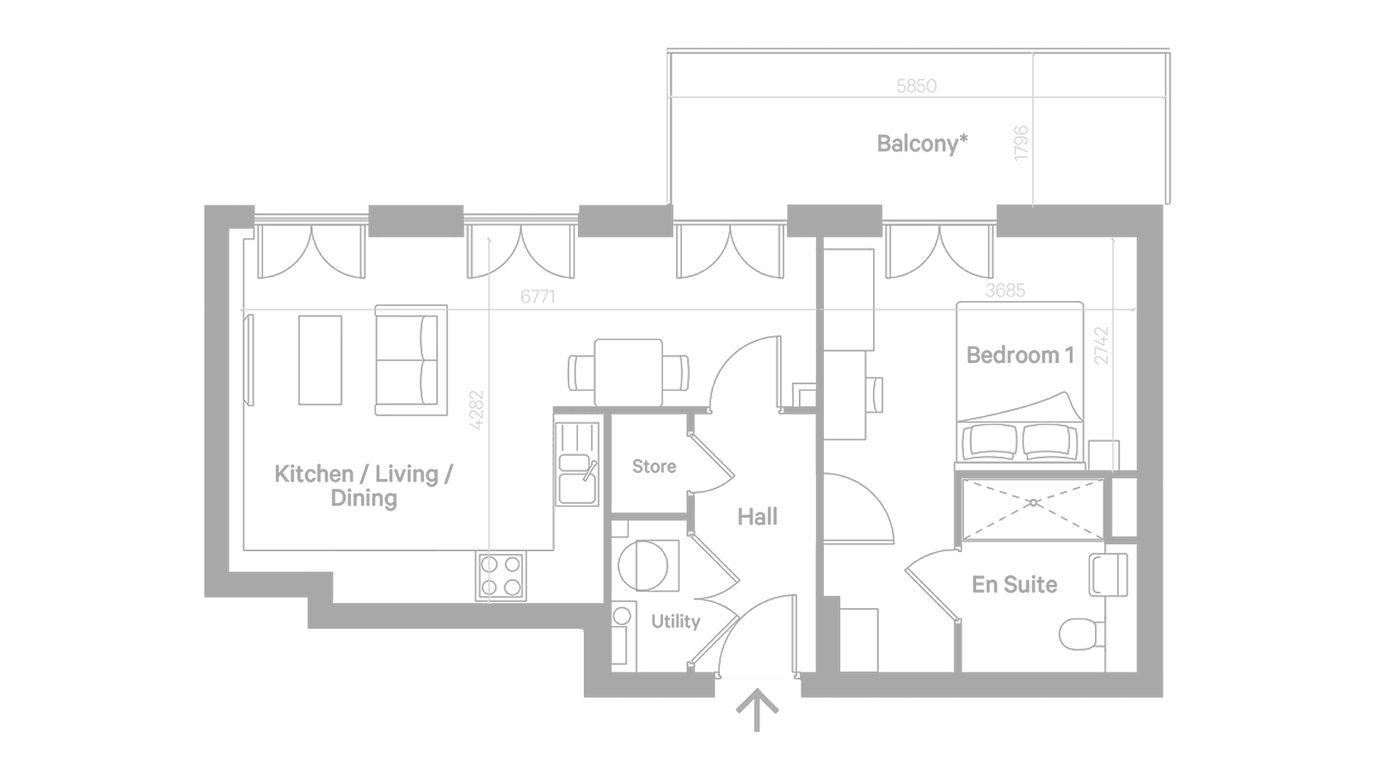 Detailed architectural floor plan of a unit
