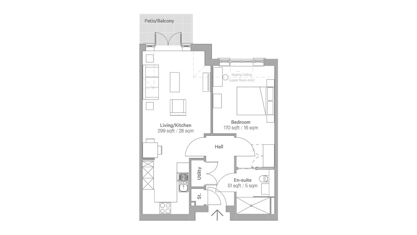 Architectural floor plan of a unit layout