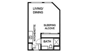 Architectural floor plan of a living space