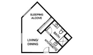 Architectural floor plan of a living unit