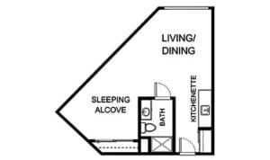 Architectural floor plan of a resident unit