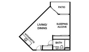 Architectural floor plan for a living unit