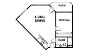 Architectural floor plan of a resident unit