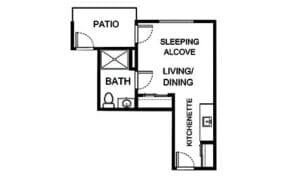Architectural floor plan of a living unit
