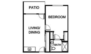 Architectural floor plan showing living space layout