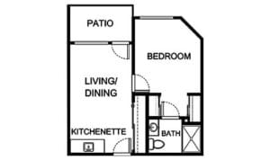 Architectural floor plan of a living unit layout