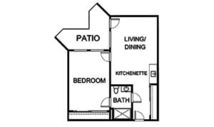 Architectural floor plan of a resident unit
