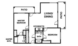 Architectural floor plan of a living unit