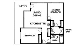 Architectural floor plan of a living unit