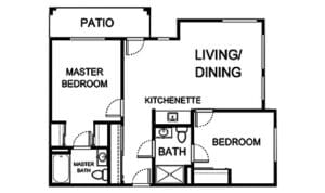Architectural floor plan of a living unit