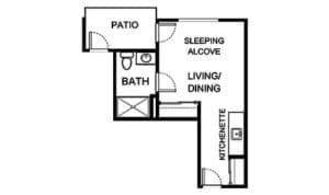 Architectural floor plan of a living unit