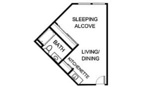 Architectural floor plan with living space details