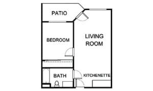 Architectural floor plan of a living unit