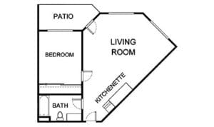 Architectural floor plan of a resident unit layout