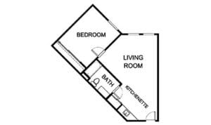 Architectural floor plan of a living unit