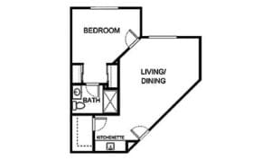 Architectural floor plan of a living space