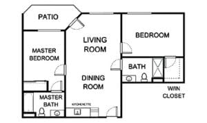 Architectural floor plan of a residential unit