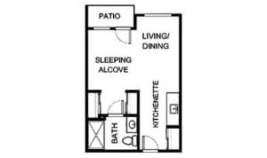 Architectural floor plan of a living unit