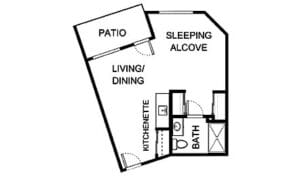 Architectural floor plan of a living space layout