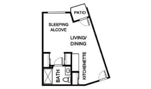 Architectural floor plan of a living unit
