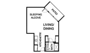 Architectural floor plan of a living space