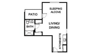 Architectural floor plan of a unit layout