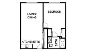 Architectural floor plan of a living space