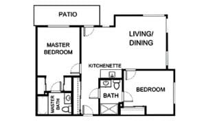 Architectural floor plan of a living unit