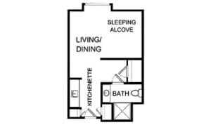 Architectural floor plan of a living unit