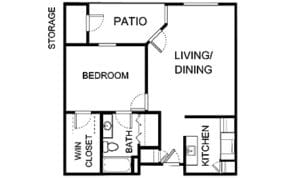 Architectural floor plan of a resident unit