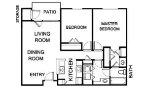 Architectural floor plan of a living unit