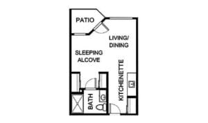 Architectural floor plan of a resident unit