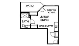 Architectural floor plan of a resident unit