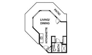 Architectural floor plan of a living space