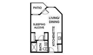 Architectural floor plan of a resident unit