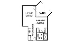 Architectural floor plan for a living unit