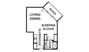 Architectural floor plan of a living unit
