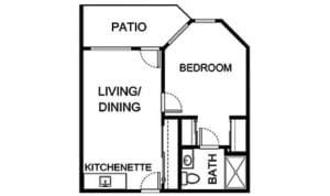 Architectural floor plan of a living unit