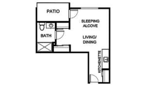 Architectural floor plan of a unit layout