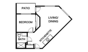 Architectural floor plan of a living unit