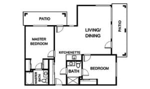 Architectural floor plan of a living unit