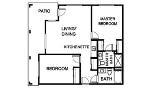 Architectural floor plan of a residential unit