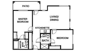 Architectural floor plan of a residential unit layout