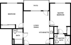 Architectural floor plan of a unit layout