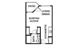 Architectural floor plan of a resident unit