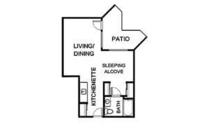 Architectural floor plan of a living unit