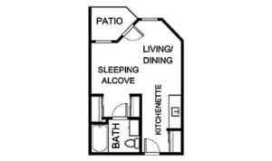 Architectural floor plan of a unit layout